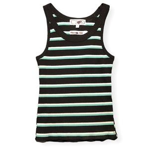 Hippie Rose Black White & Teal Ribbed Casual Razorback Tank Top Size Medium